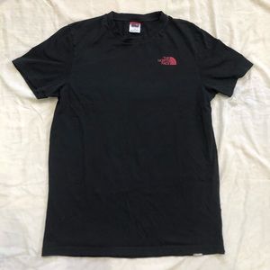The North Face Black Tee Red Small Logo